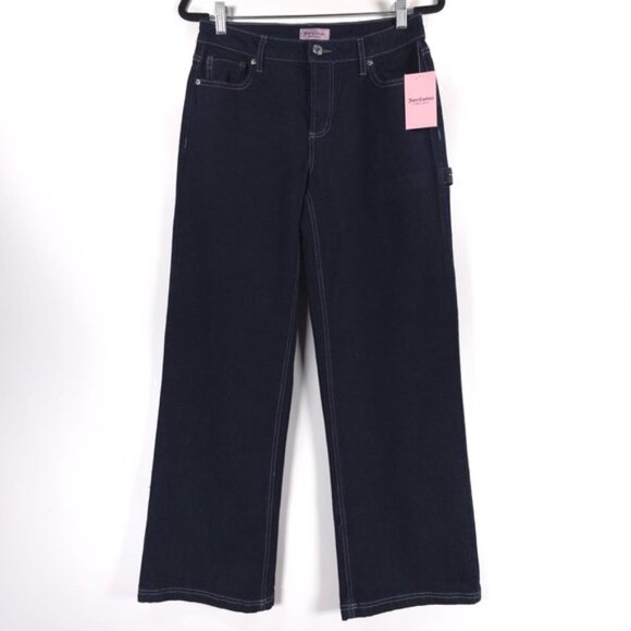 NWT Juicy Couture ABBOT RHINESTONE HAMMERLOOP RINSE Wide Leg Jeans JC643